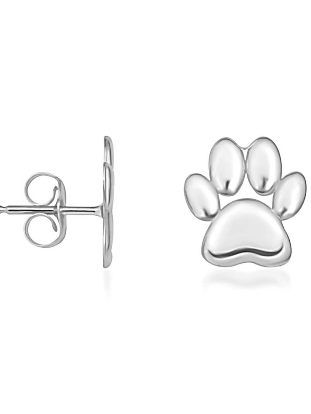 New silver dog / cat paw stud earrings